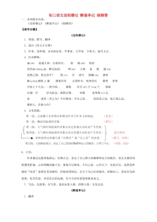 初三语文岳阳楼记 醉翁亭记 细柳营 语文版 试题