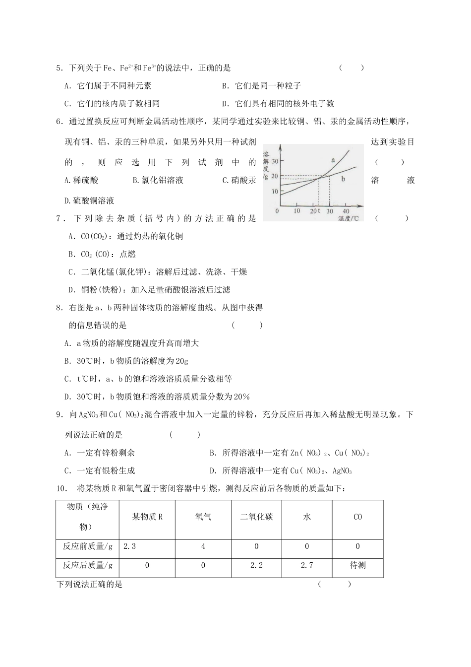 九年级化学上学期第二次阶段检测试卷_第2页