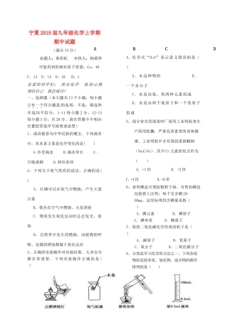 宁夏届九年级化学上学期期中试卷