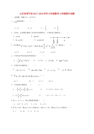 山东省邹平县七年级数学上学期期中试卷 新人教版试卷