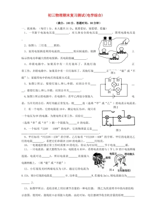 初三物理期末复习测试电学综合 试题