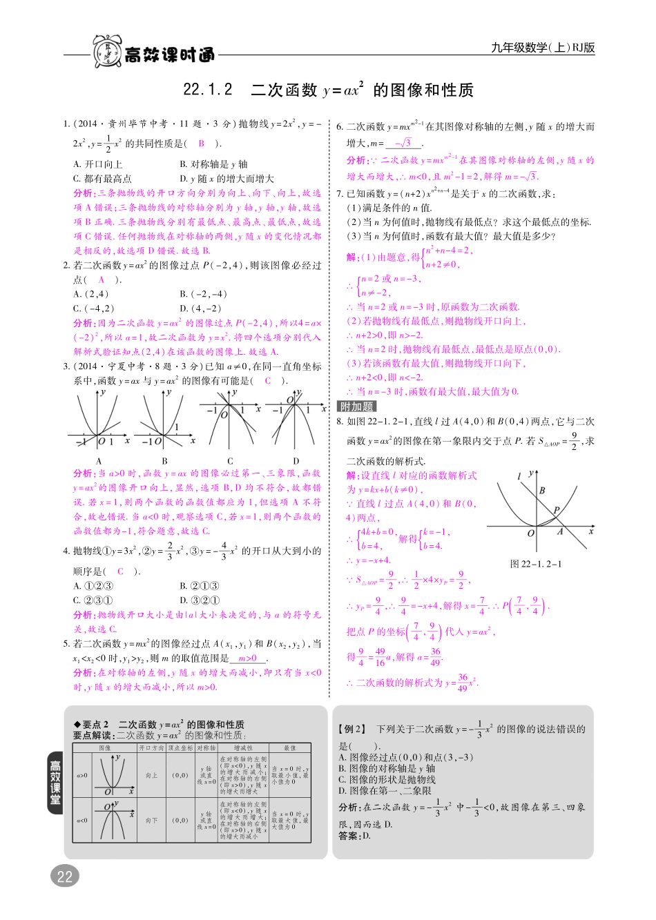 九年级数学上册 第二十二章 二次函数综合讲练(pdf)(新版)新人教版试卷_第2页