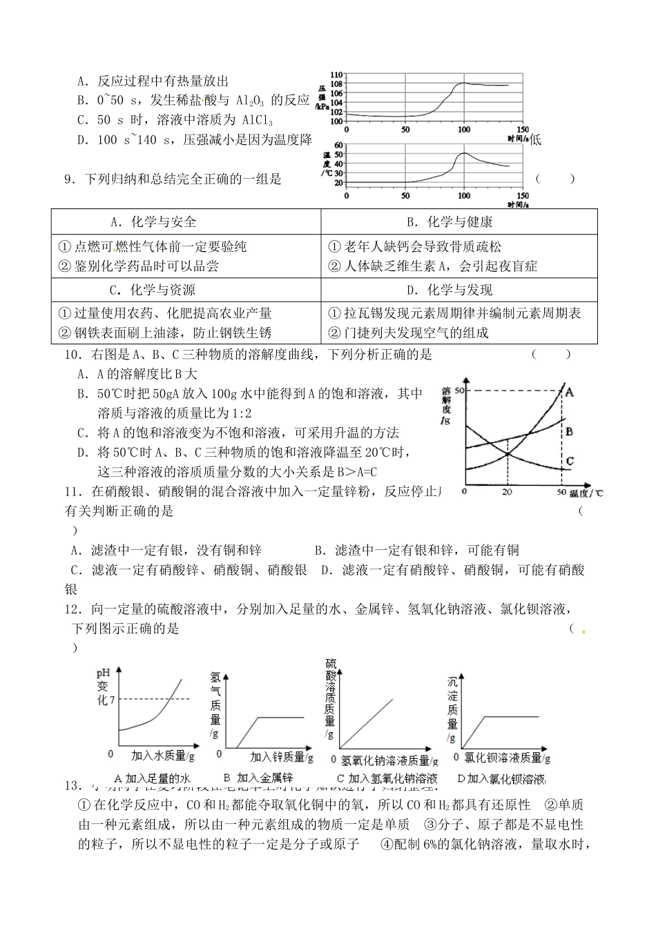 九年级化学下学期适应性模拟测试试卷_第2页