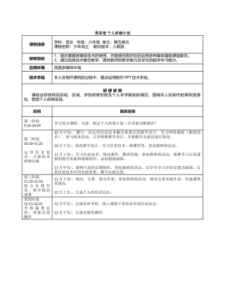 季显莹个人研修计划