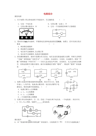 九年级物理上册(第13章 电路初探)电路综合课时作业 苏科版试卷
