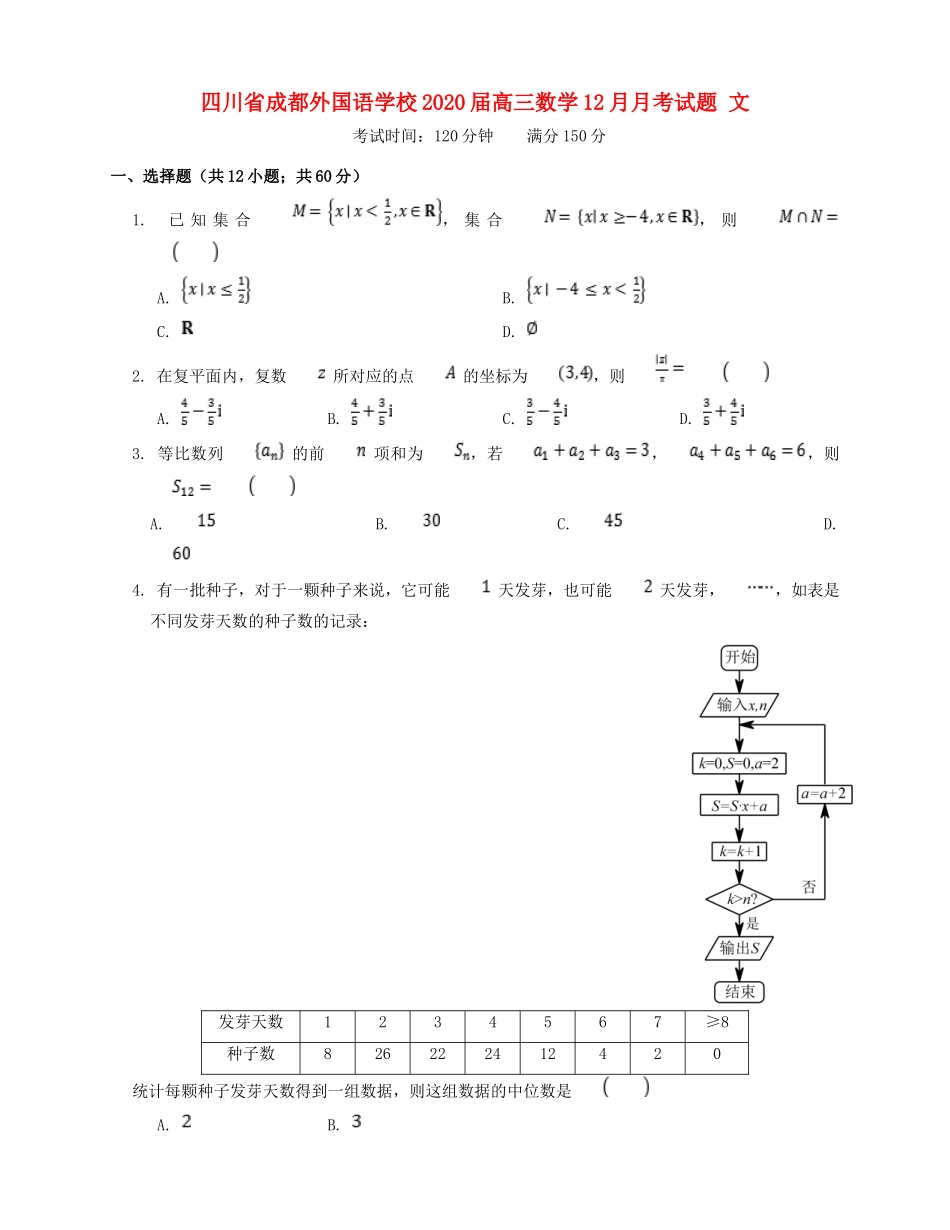 四川省成都外国语学校届高三数学12月月考试卷 文_第1页