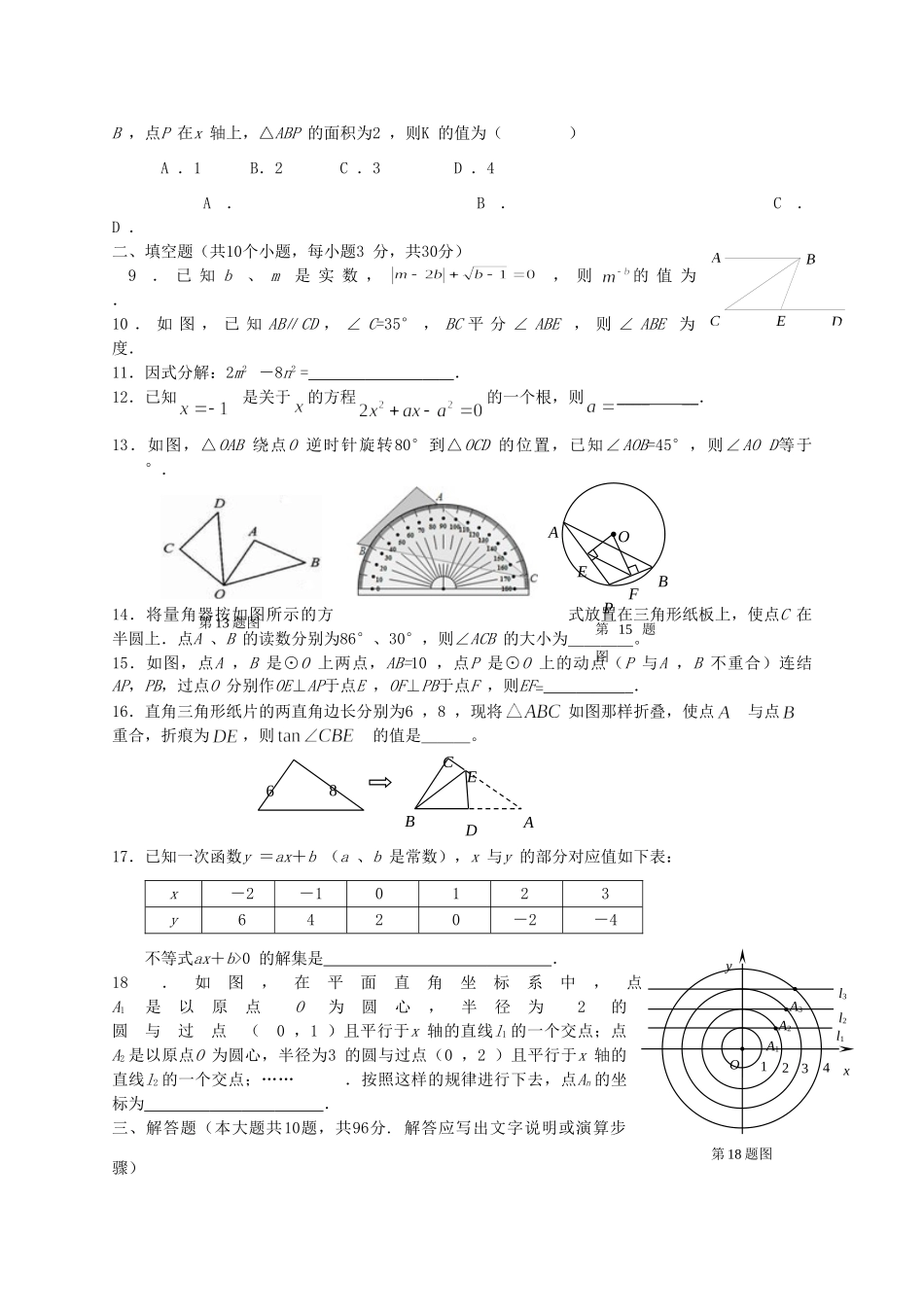 九年级数学第一次月考试卷 苏科版试卷_第2页