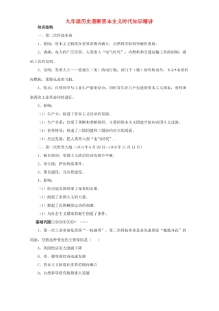 九年级历史垄断资本主义时代知识精讲试卷