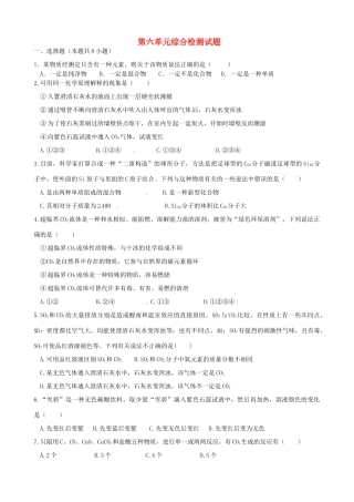 九年级化学上册 第六单元综合检测试卷 新人教版试卷