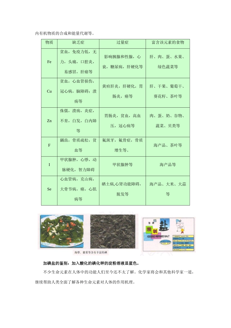 九年级化学生物微量元素与健康；警惕危害健康的化学品；治病用的药品粤教版知识精讲试卷_第2页