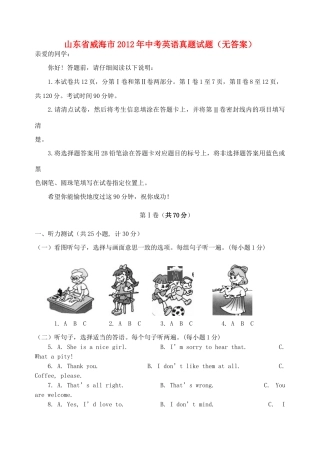 山东省威海市中考英语真题试卷试卷