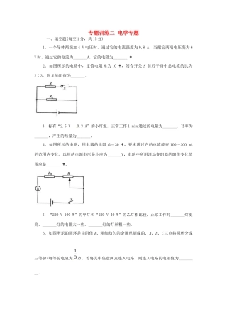 中考科学专题复习训练二 电学试卷