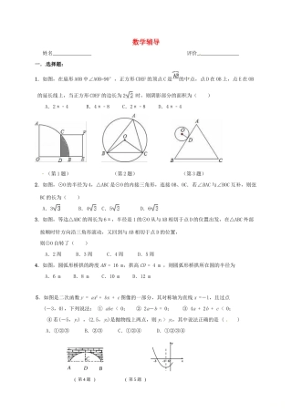 九年级数学上学期辅导案(1无答案) 苏科版试卷
