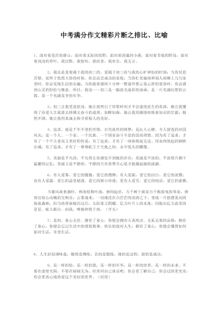 中考语文满分作文精彩片断之排比、比喻试卷