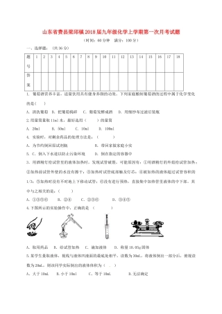 山东省费县梁邱镇九年级化学上学期第一次月考试卷 新人教版试卷