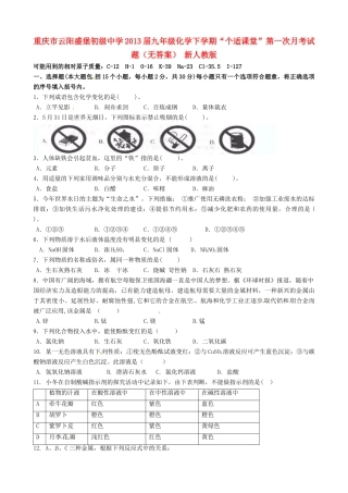 九年级化学下学期 个适课堂 第一次月考试卷 新人教版试卷