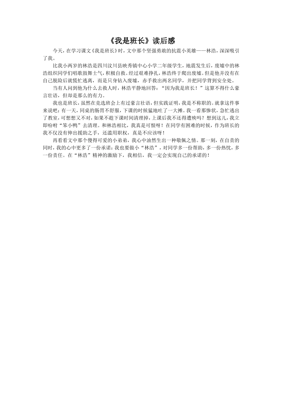 《我是班长》读后感_第1页