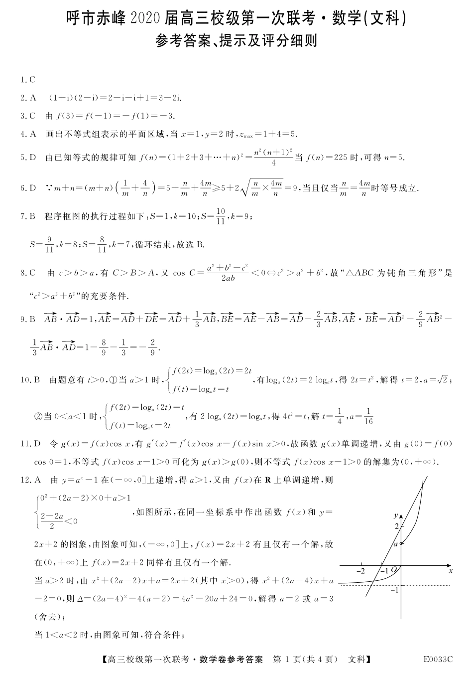 内蒙古赤峰二中、呼市二中高三10月校级联考数学文答案 内蒙古赤峰二中、呼市二中届高三数学10月校级联考试题 文(PDF) 内蒙古赤峰二中、呼市二中届高三数学10月校级联考试题 文(PDF)_第1页