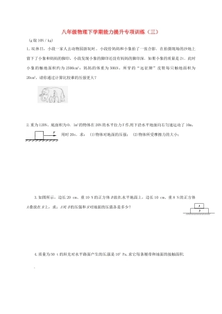 四川省南江县 八年级物理下学期能力提升专项训练(三)(新版)新人教版试卷