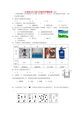 九年级化学模拟卷(2)(答案不全)试卷