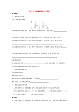 九年级化学 钢铁的锈蚀与防护知识梳理知识导学疑难突破 鲁教版试卷