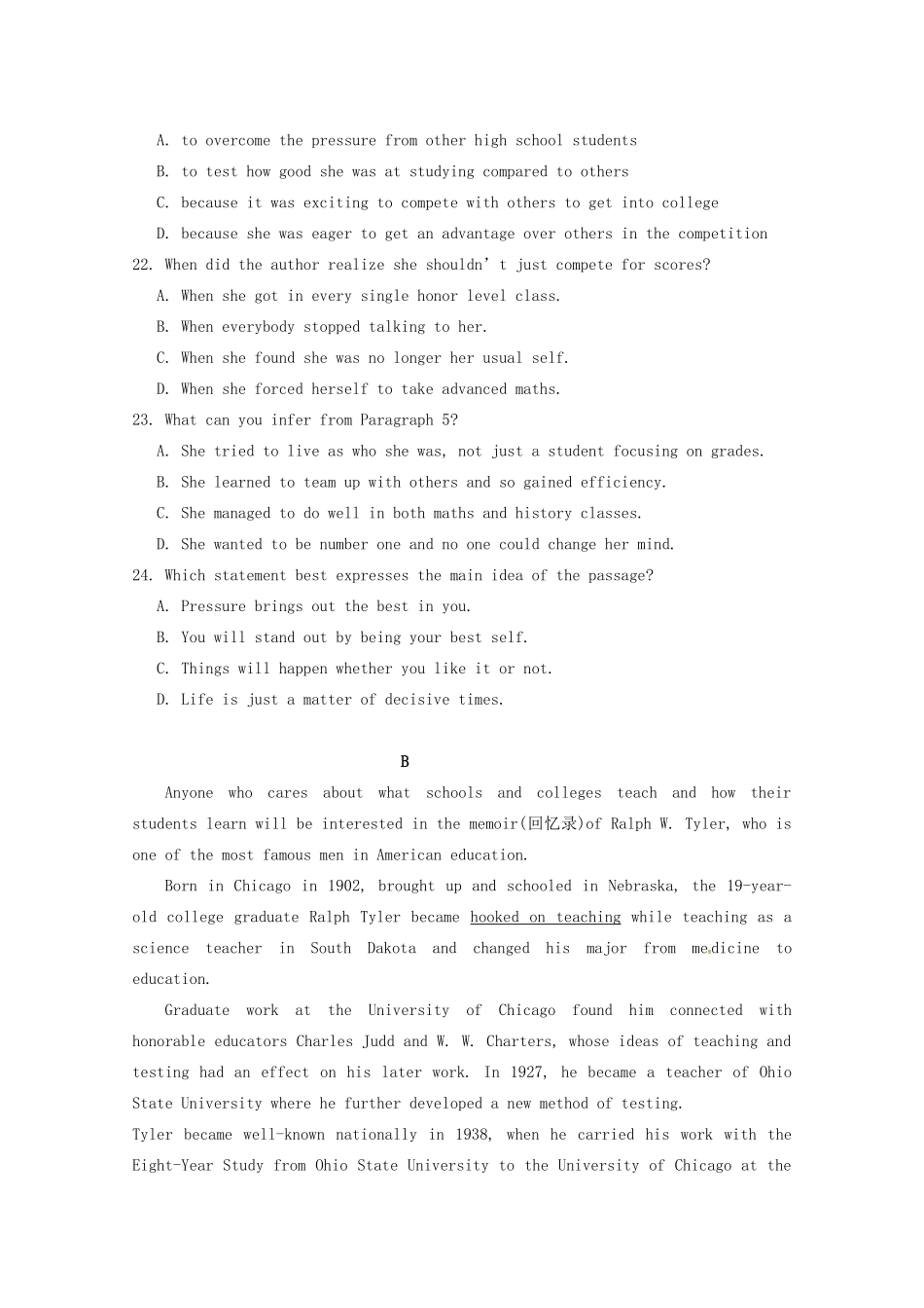 内蒙古赤峰二中 高二英语上学期第二次月考试题_第2页