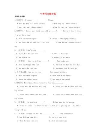 中考英语(考点集中练)复习案 人教新目标版试卷