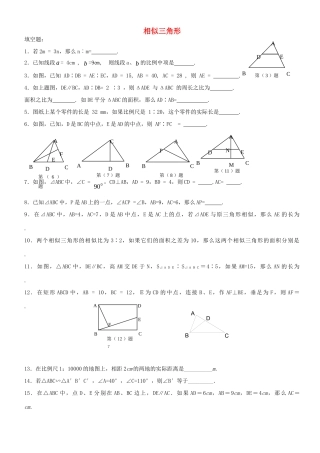 九年级数学上册 第二十四章 第3节 相似三角形复习 沪教版五四制试卷