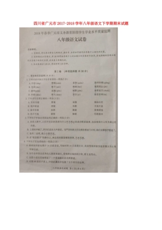 四川省广元市 八年级语文下学期期末试卷(扫描版，无答案) 新人教版试卷