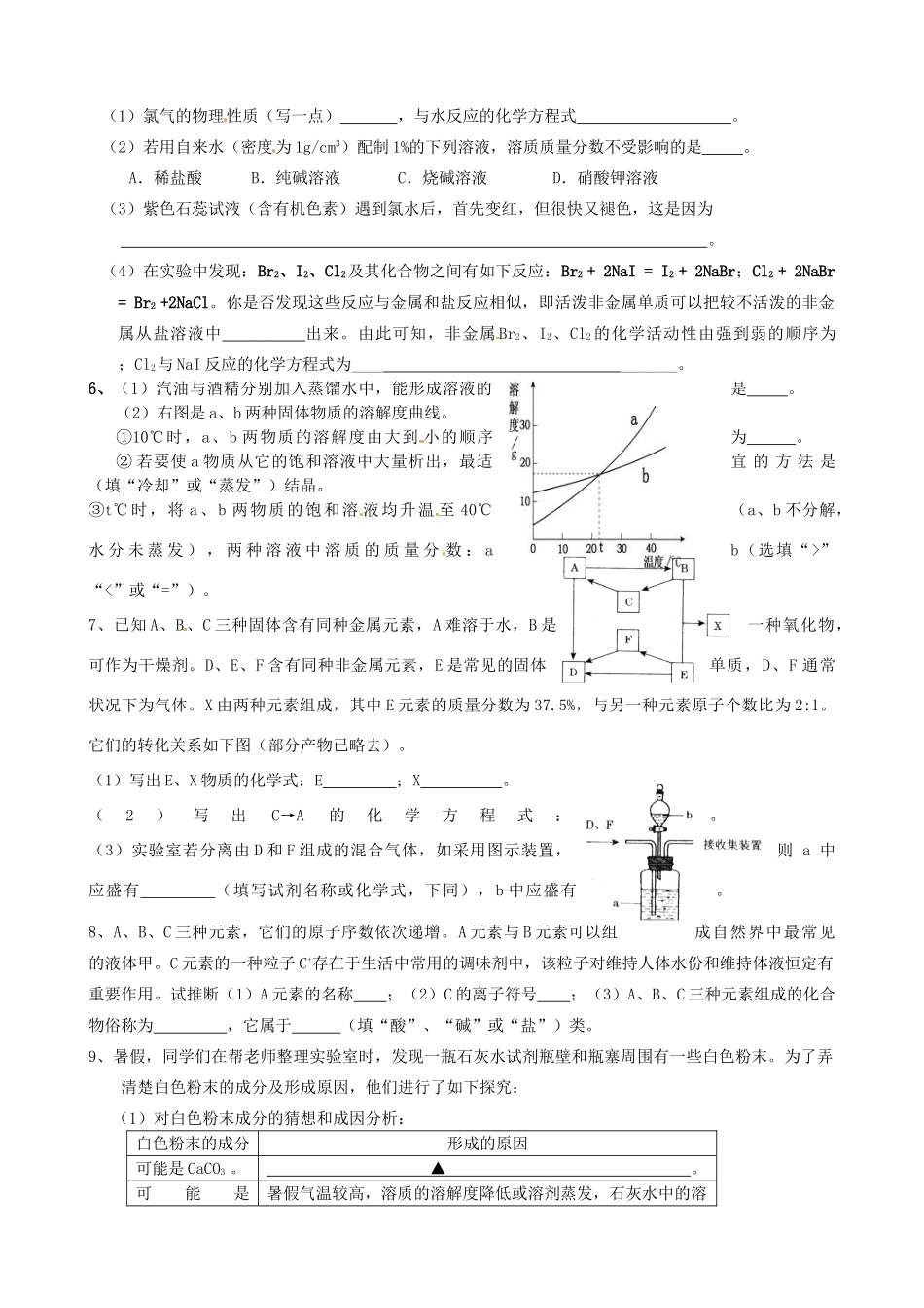 九年级化学周周清试卷二 人教新课标版试卷_第2页