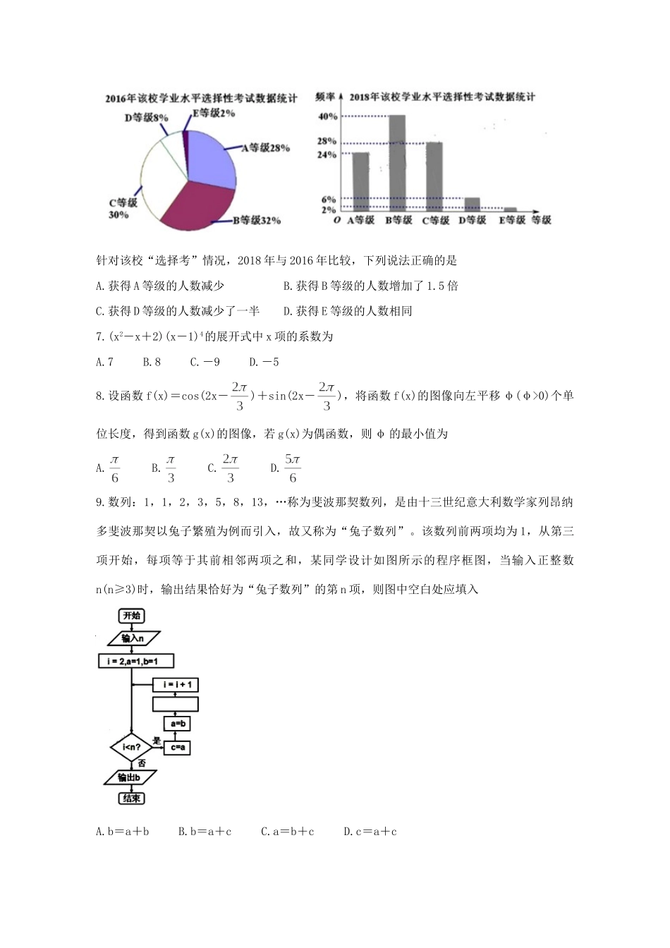 四川省内江市高三数学3月网络自测试卷 理试卷_第2页