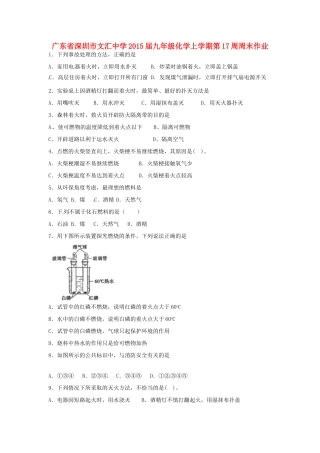 九年级化学上学期第17周周末作业 新人教版试卷