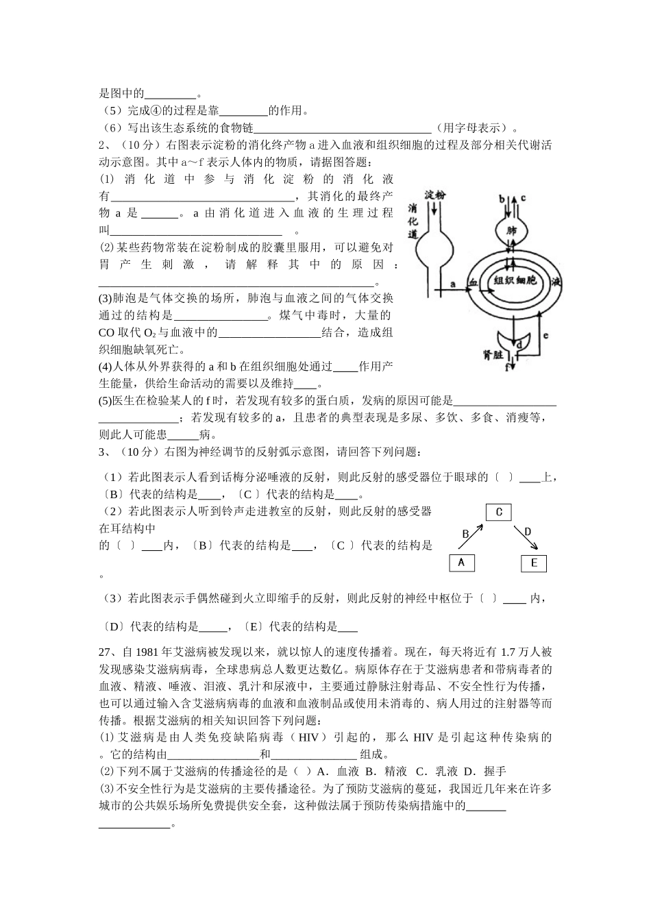 中考生物模拟题(一) 人教新课标版试卷_第2页