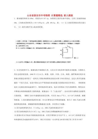 山东省泰安市中考物理 计算题精选 新人教版试卷