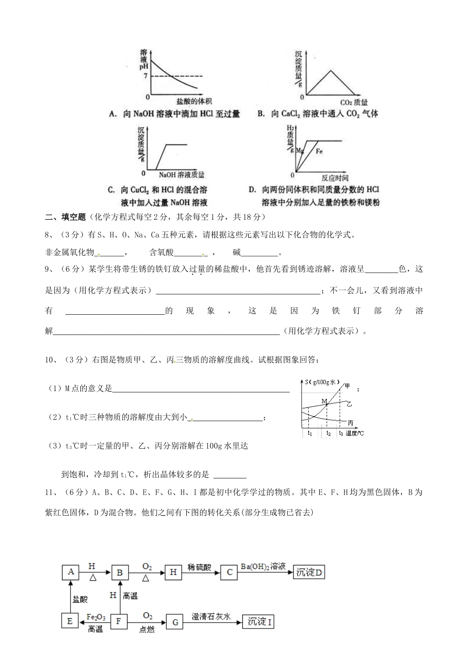 四川省简阳市镇金学区届九年级化学下学期第一次月考试卷_第2页