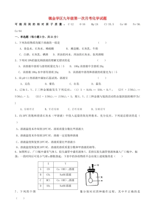 四川省简阳市镇金学区届九年级化学下学期第一次月考试卷