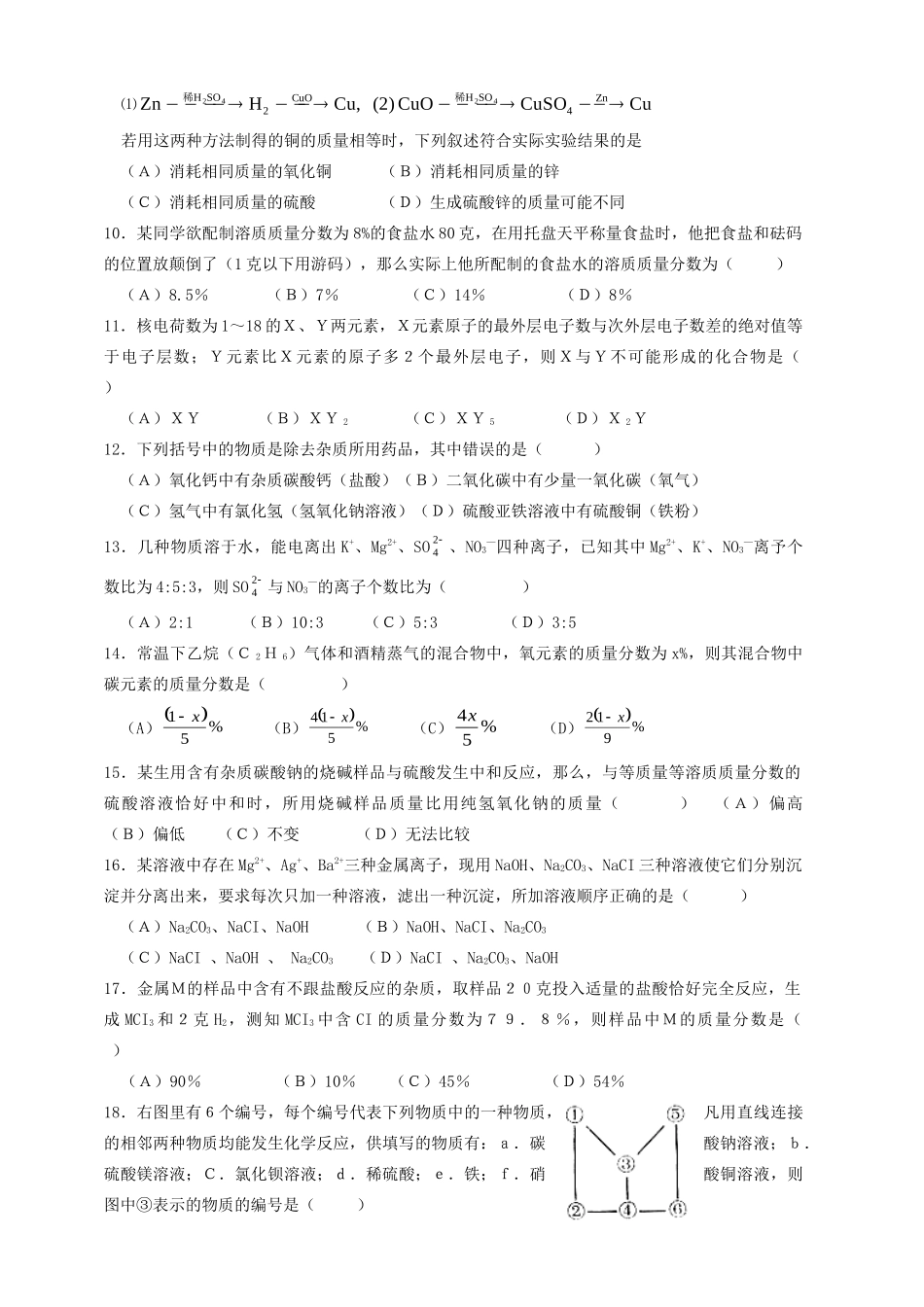 化学竞赛 素质和实验能力竞赛复赛试题_第2页