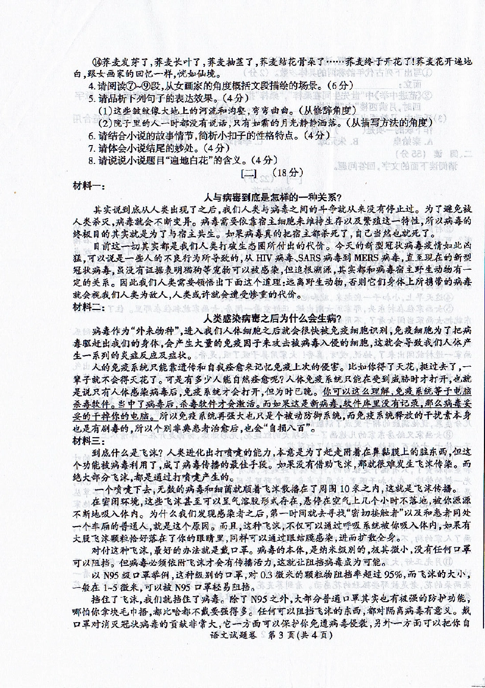 中考语文第二次模拟考试试卷(pdf)试卷(00001)_第3页