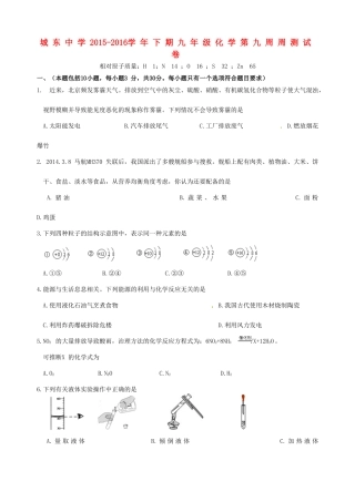 九年级化学下学期第九周周练试卷试卷