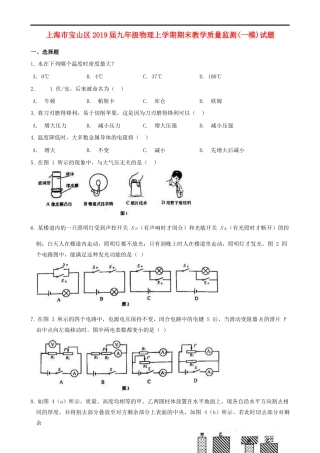九年级物理上学期期末教学质量监测一模试卷
