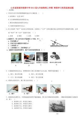 九年级物理上学期寒假学习效果监测试卷 新人教版试卷