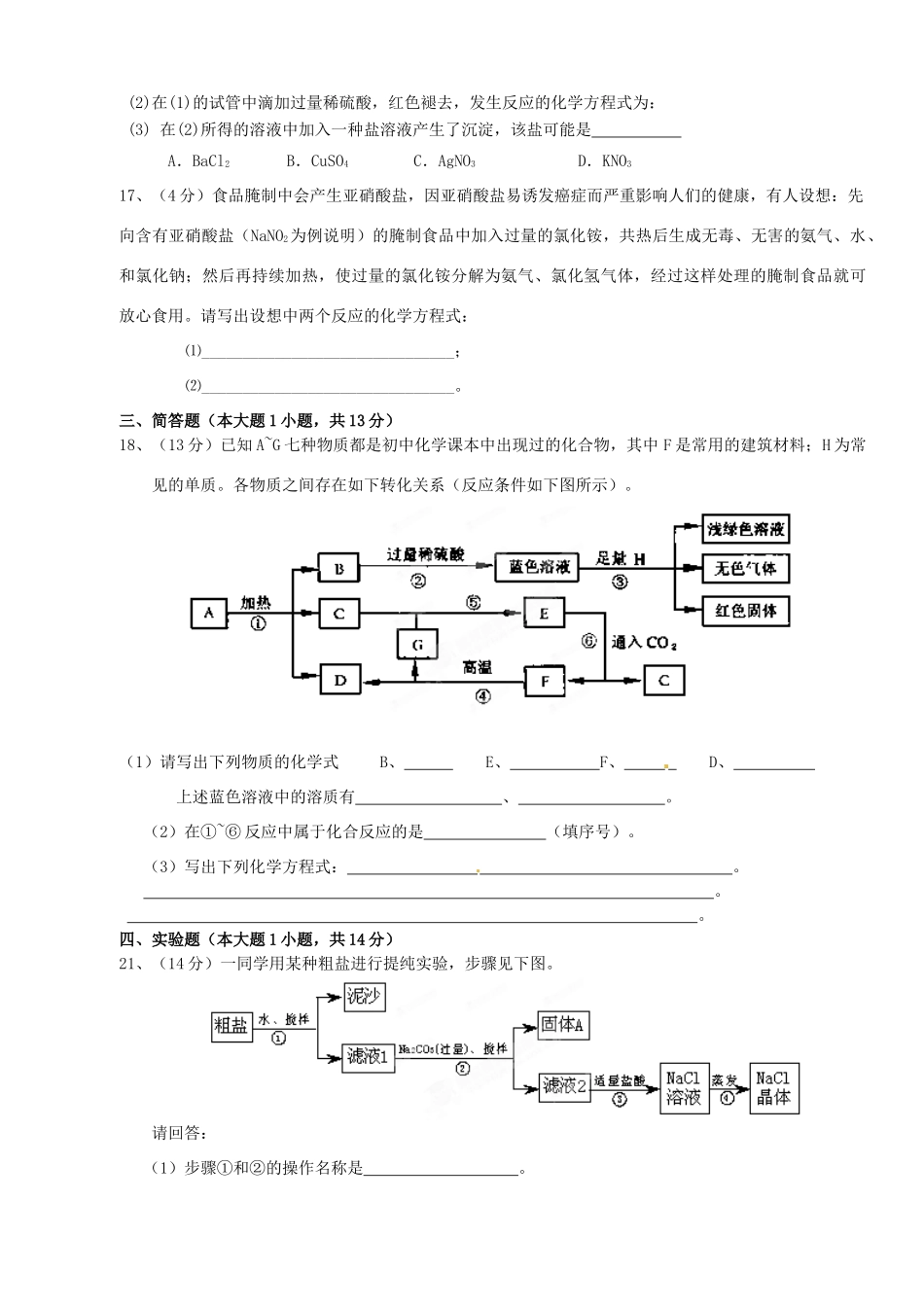 九年级化学 第十一章检测试卷试卷_第3页