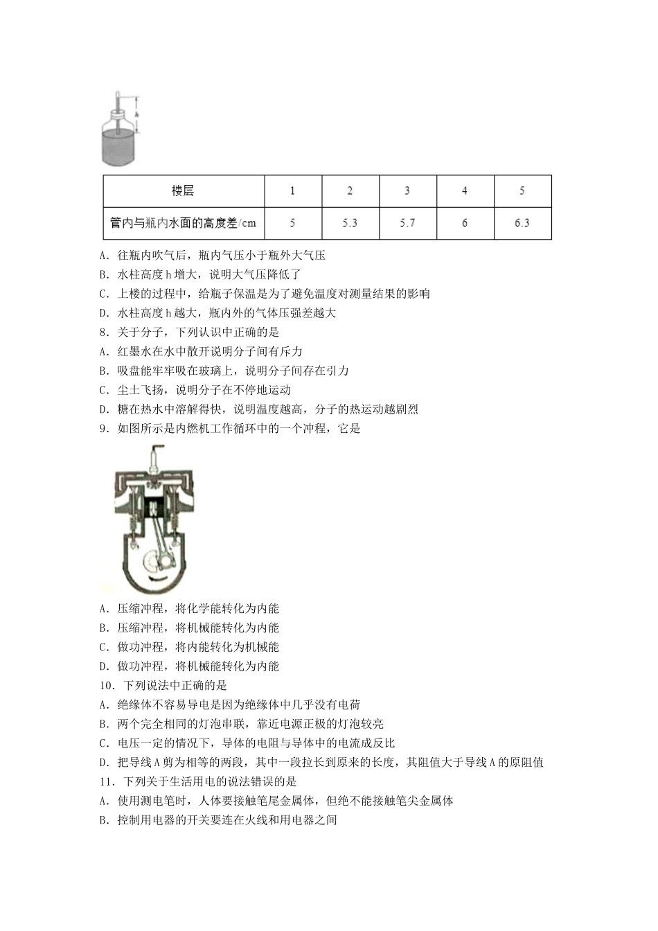 山东省滨州市中考物理真题试卷试卷_第3页