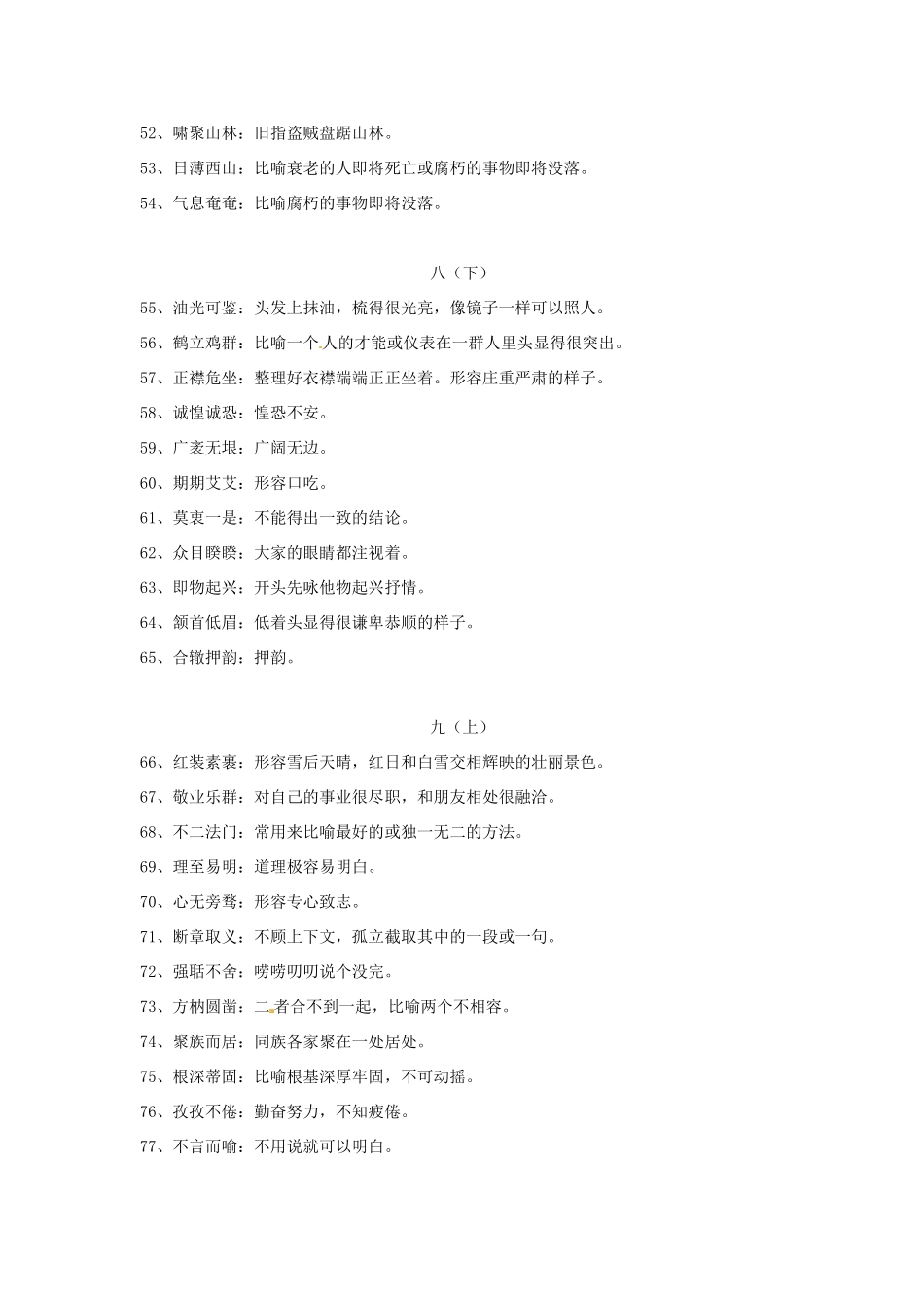 中考语文复习七 现代文重要成语辑录 人教新课标版试卷_第3页