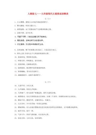 中考语文复习七 现代文重要成语辑录 人教新课标版试卷