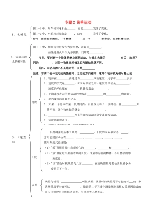 北京市中考物理总复习 专题2 简单运动知识点(无答案) 试题