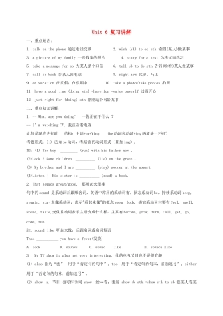 四川省三台县刘营镇七年级英语下册 Unit 6 I m watching TV复习讲解(新版)人教新目标版试卷