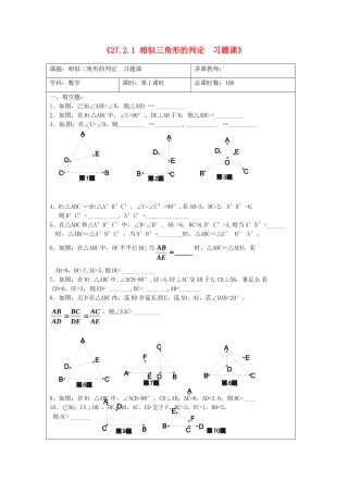 九年级数学下册 2721 相似三角形的判定习题课 新人教版试卷