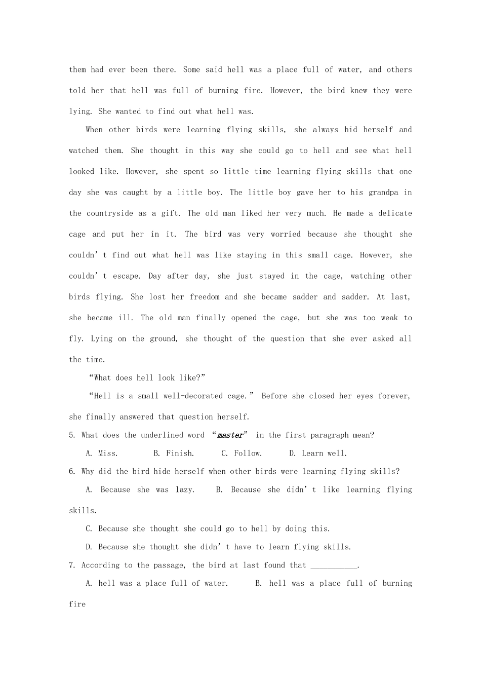 山西省大同市铁路一中高一英语上学期期中试卷_第3页