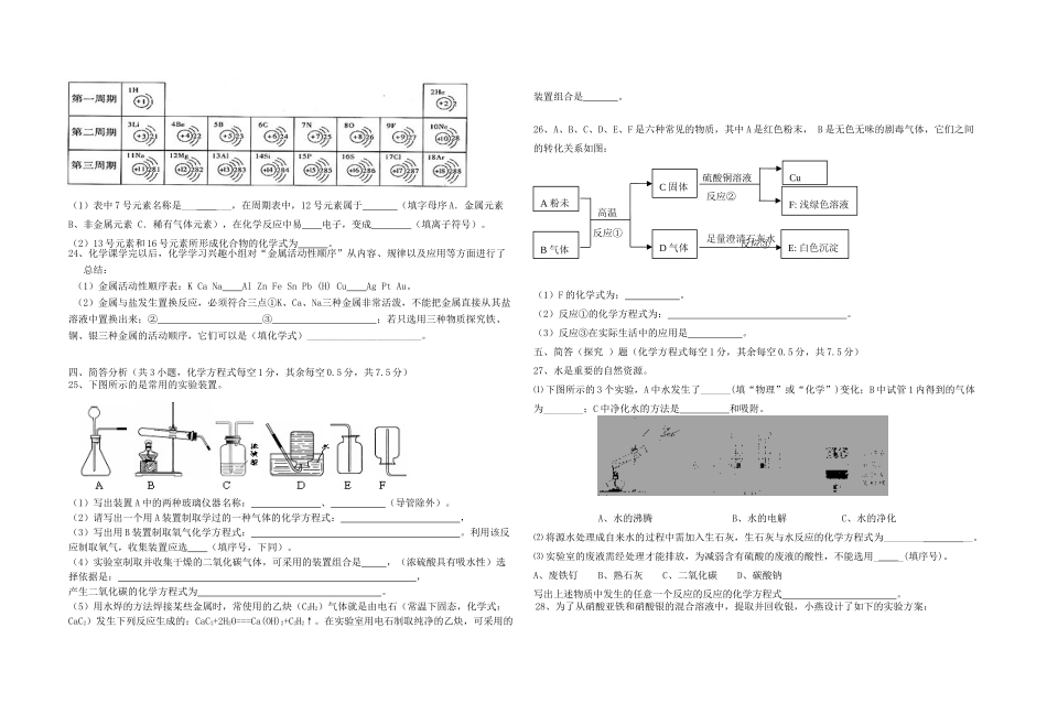 九年级化学下学期三月月考试卷 新人教版试卷_第3页